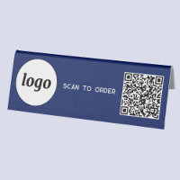 QR Code Logo Business Scan to Order Navy Blue