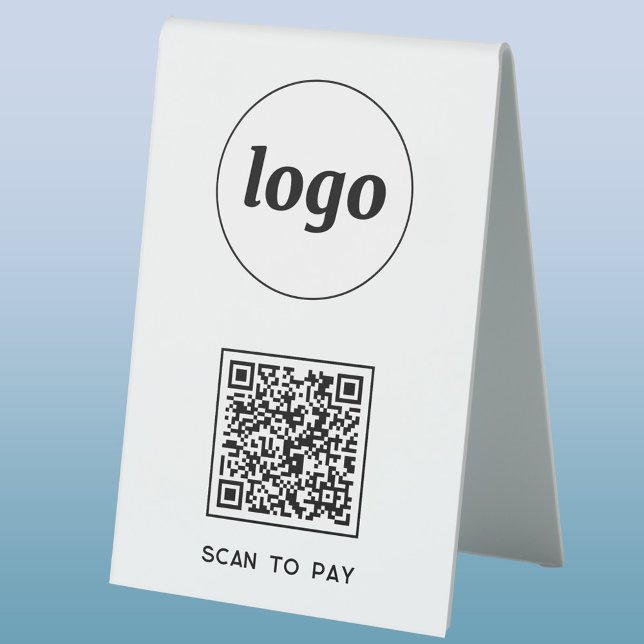 QR Code Logo Business Scan to Pay (Simple logo and QR code scan to pay table tent sign)