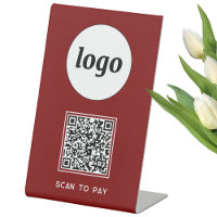 QR Code Logo Business Scan to Pay Burgundy Red