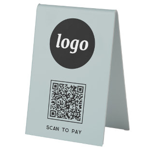 QR Code Logo Business Scan to Pay Dusty Blue