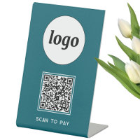 QR Code Logo Business Scan to Pay Teal Green
