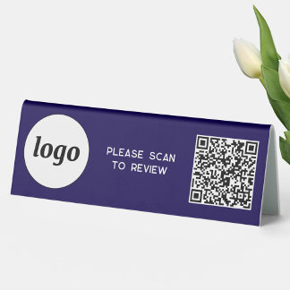 QR Code Logo Business Scan to Review Navy Blue
