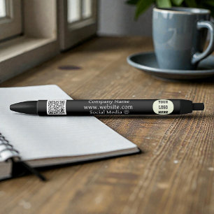 QR Code Logo Company Black Business Corporate Ink Pen
