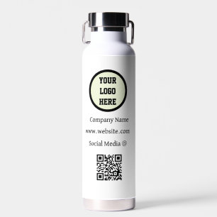 QR Code Logo Company Black Business Corporate Water Bottle