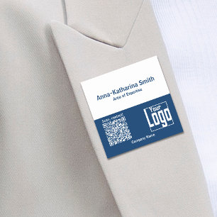 QR-Code Logo Company Expertise Blue White Name Tag