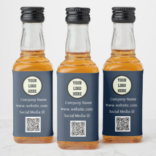 QR Code Logo Company Navy Blue Business Corporate Liquor Bottle Label