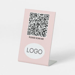 QR Code Logo Contactless Pedestal Sign