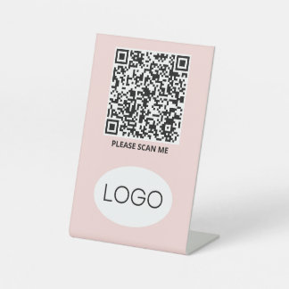 QR Code Logo Contactless Pedestal Sign