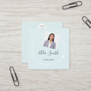 QR Code Logo Custom Custom Photo Consulting Aqua Square Business Card