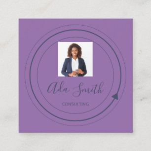 QR Code Logo Custom Custom Photo Consulting Purple Square Business Card