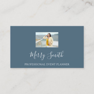 QR Code Logo Custom Photo Blue Navy Business Card