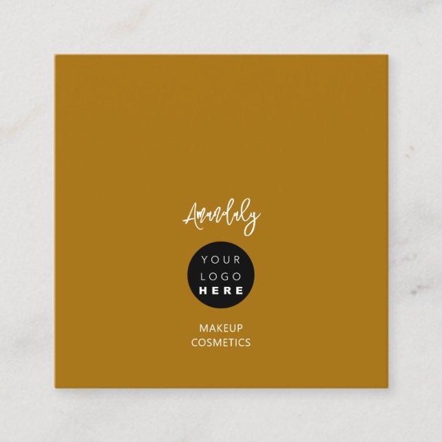 QR Code Logo Ground Earth Tone Minimalism    Square Business Card (Front)