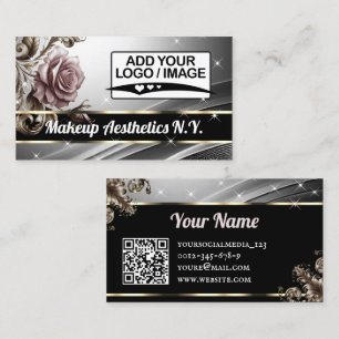 QR Code Logo Image Template Silver Rose Luxury   Business Card