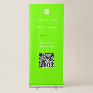 QR code&logo in fluorescent green Retractable Banner