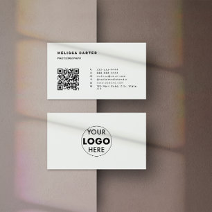 QR Code & Logo   Light Grey   Sleek & Smart Business Card