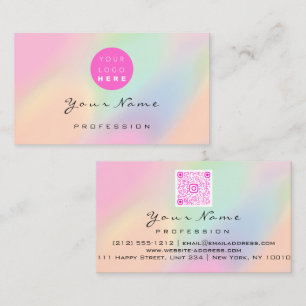 QR Code Logo Makeup Artist Hair Nails Pastel Ombre Business Card