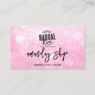 QR Code Logo Makeup Artist Pink Glitter Business Card