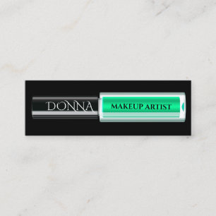 QR Code Logo Makeup Green Lipstick Cosmetics Mini Business Card