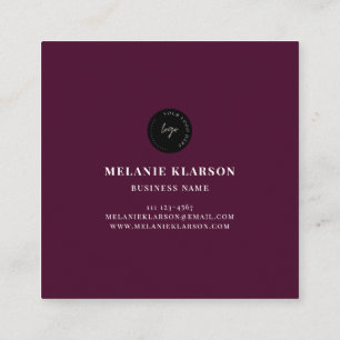 QR Code Logo Minimalist Burgundy Square Business Card