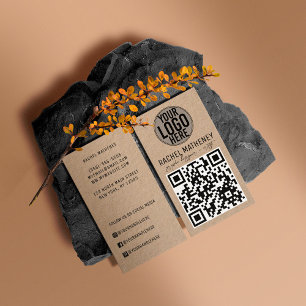 QR Code Logo Modern Kraft Simple Professional Business Card