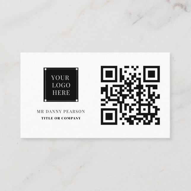 QR Code Logo Modern minimal Professional business  Business Card (Front)