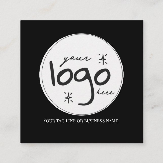 QR Code Logo Modern Simple Black Square Business Card (Front)