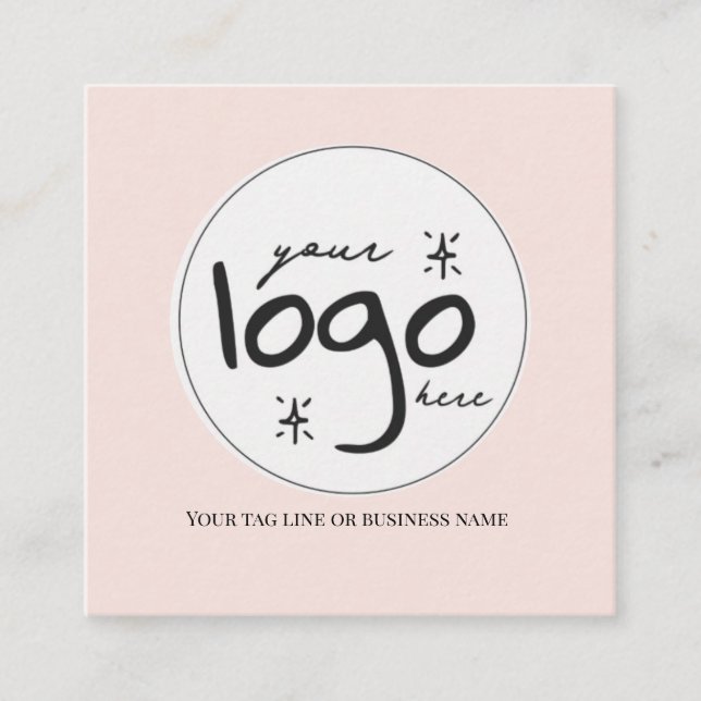 QR Code  Logo Modern Simple Blush Square Business Card (Front)