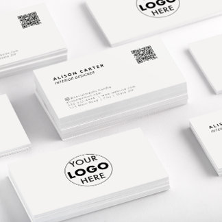 QR Code | Logo | Off White | Modern Design  Business Card