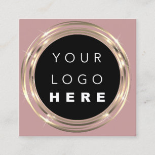 QR Code Logo Online Shop Frame Gold Rose Square Business Card
