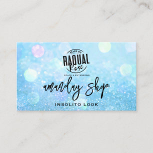 QR Code Logo Online Shop Holograph Oceanic Blue Business Card