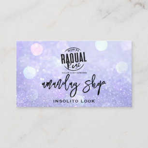 QR Code Logo Online Shop Purple Glitter Holograph Business Card