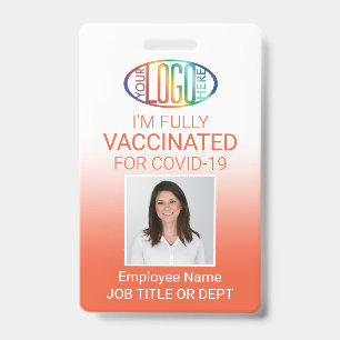 QR Code Logo Photo ID Covid Vaccine Pass Orange Badge