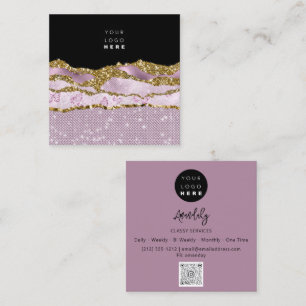 QR Code Logo Pink Glitter Rose Black Strokes  Square Business Card