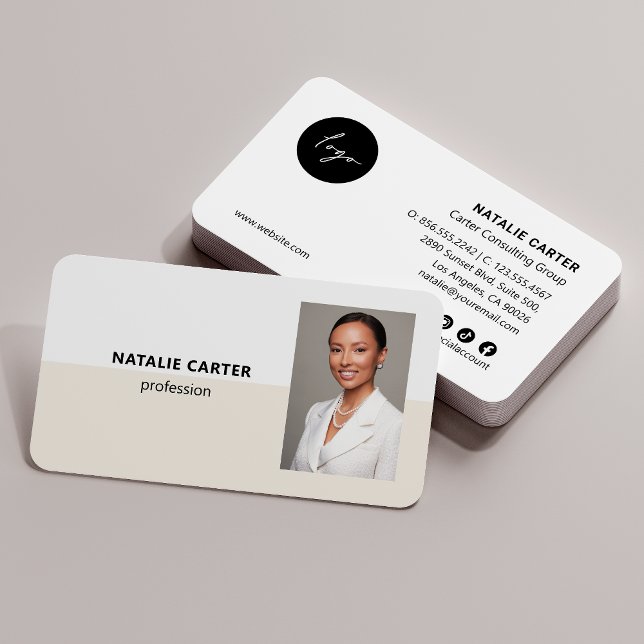QR CODE Logo Professional Photo Portrait IVORY  Business Card (Creator Uploaded)