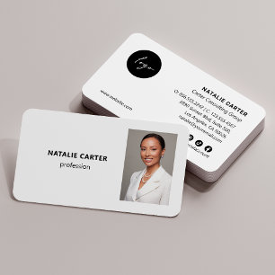 QR CODE  Logo Professional Photo Portrait White Business Card