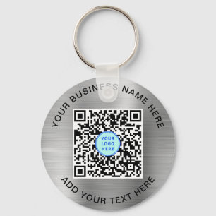 QR Code Logo Promotional Silver Key Ring