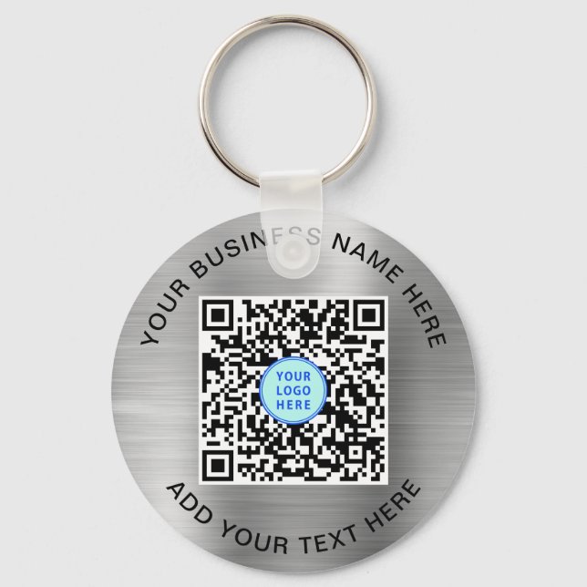 QR Code Logo Promotional Silver Key Ring (Front)