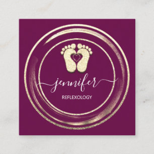 QR Code Logo Reflexology Foot Massage Feet Berry Square Business Card