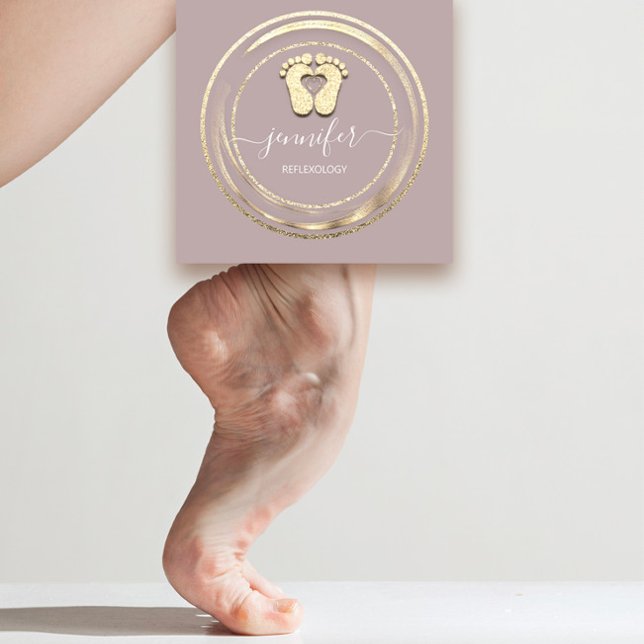 QR Code Logo Reflexology Foot Massage Feet Blush Square Business Card (QR Code Logo Reflexology Foot Massage Feet Blush Square Business Card)
