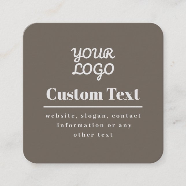QR code & Logo Retro-Modern Modern Beige & Grey Square Business Card (Front)