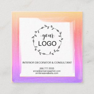 *~* QR Code LOGO - Social Media Icons Bold Colours Square Business Card