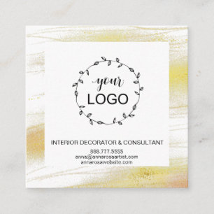 *~* QR Code LOGO- Social Media Icons Gold Dust Square Business Card