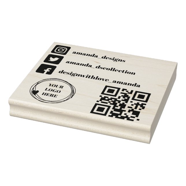 Qr code logo social media icons rubber stamp (Stamp)