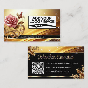 QR Code Logo Template Deluxe Golden Rose Luxury Business Card
