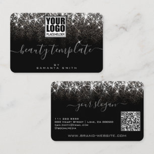 QR Code Logo Template Luminous Platinum Silver Business Card