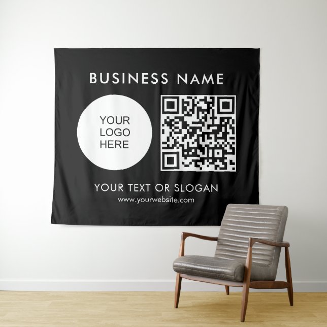 QR Code Logo Text Seminar Party Event Large Tapestry (In Situ (Horizontal))