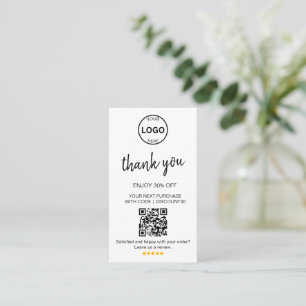Qr Code Logo Thank you Discount Leave us Review  Business Card