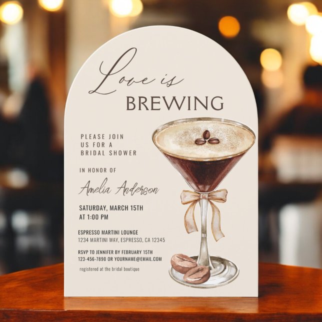 QR Code Love is Brewing Espresso Martini  Invitation (Creator Uploaded)