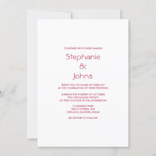 Qr Code Magenta Minimal Bright Colourful Wedding Invitation