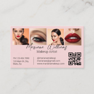 qr code makeup artist 4 photos pink business calling card